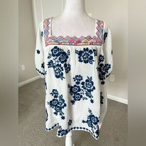 NWT Savanna Jane Embroidered Boho Top Sizes 1X and 2X